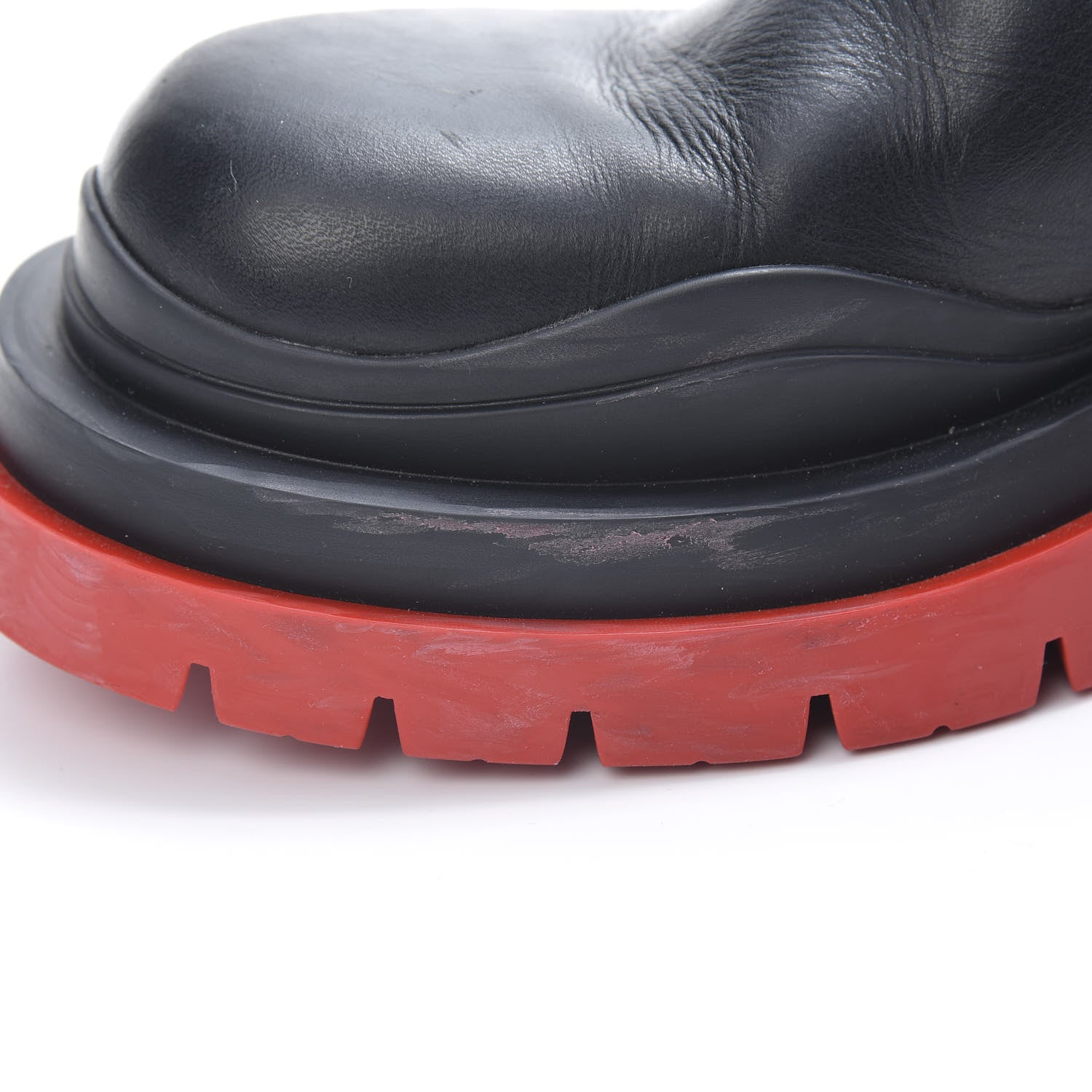 Bottega Veneta Calfskin The Tire Chelsea Boots 40 Black Bright Red 8 of 11