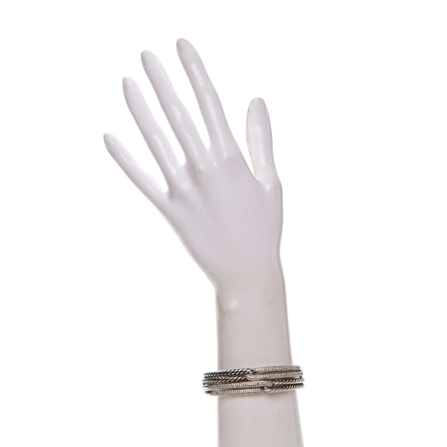 Sterling Silver Diamond Double Loop Labyrinth Bracelet