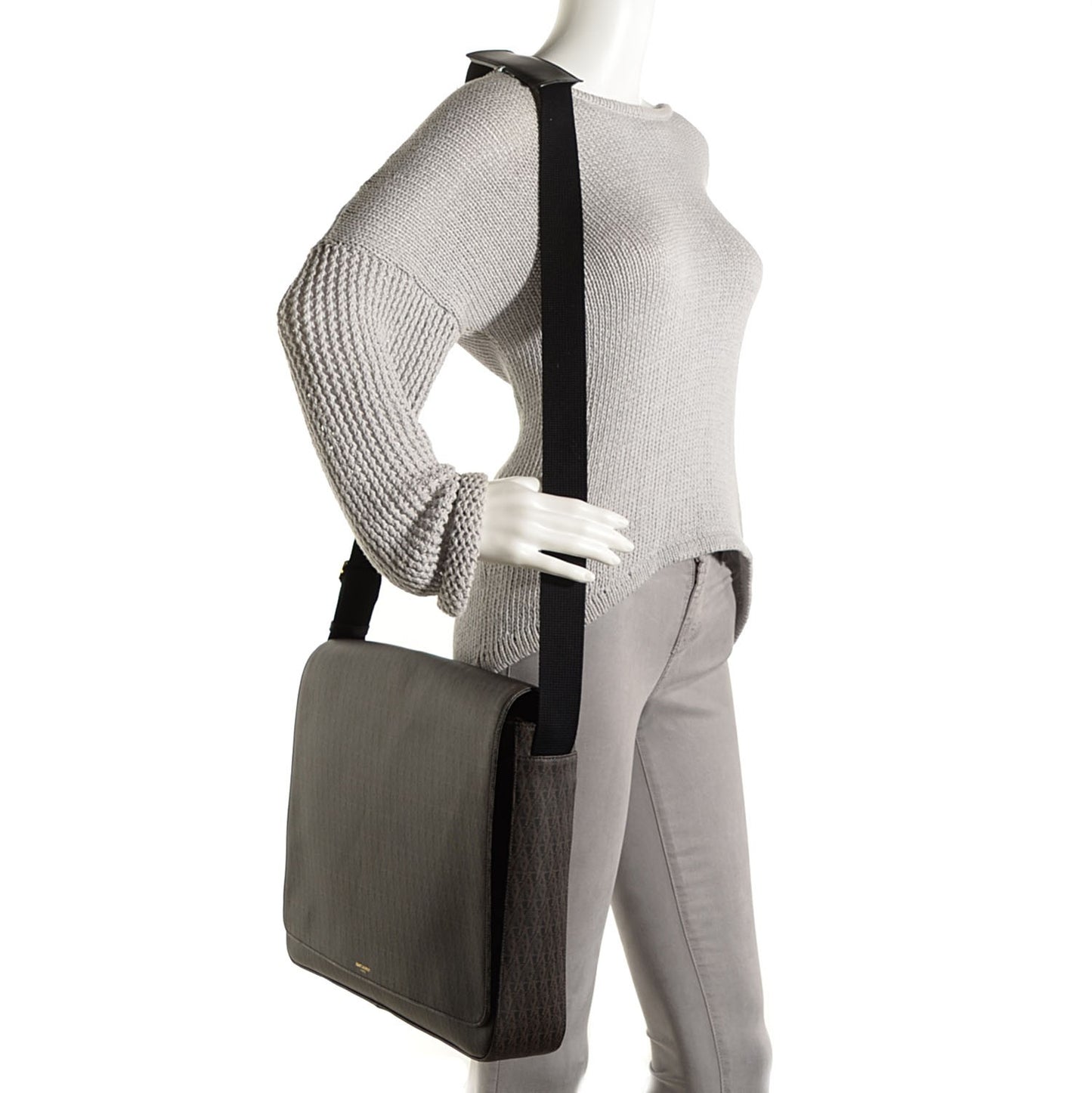 Toile Classic Monogram Flap Front Messenger Bag Black
