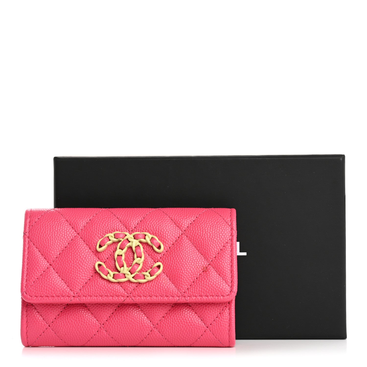 Chanel Caviar Quilted Chanel 19 Flap Card Holder Wallet Dark Pink 9 of 9