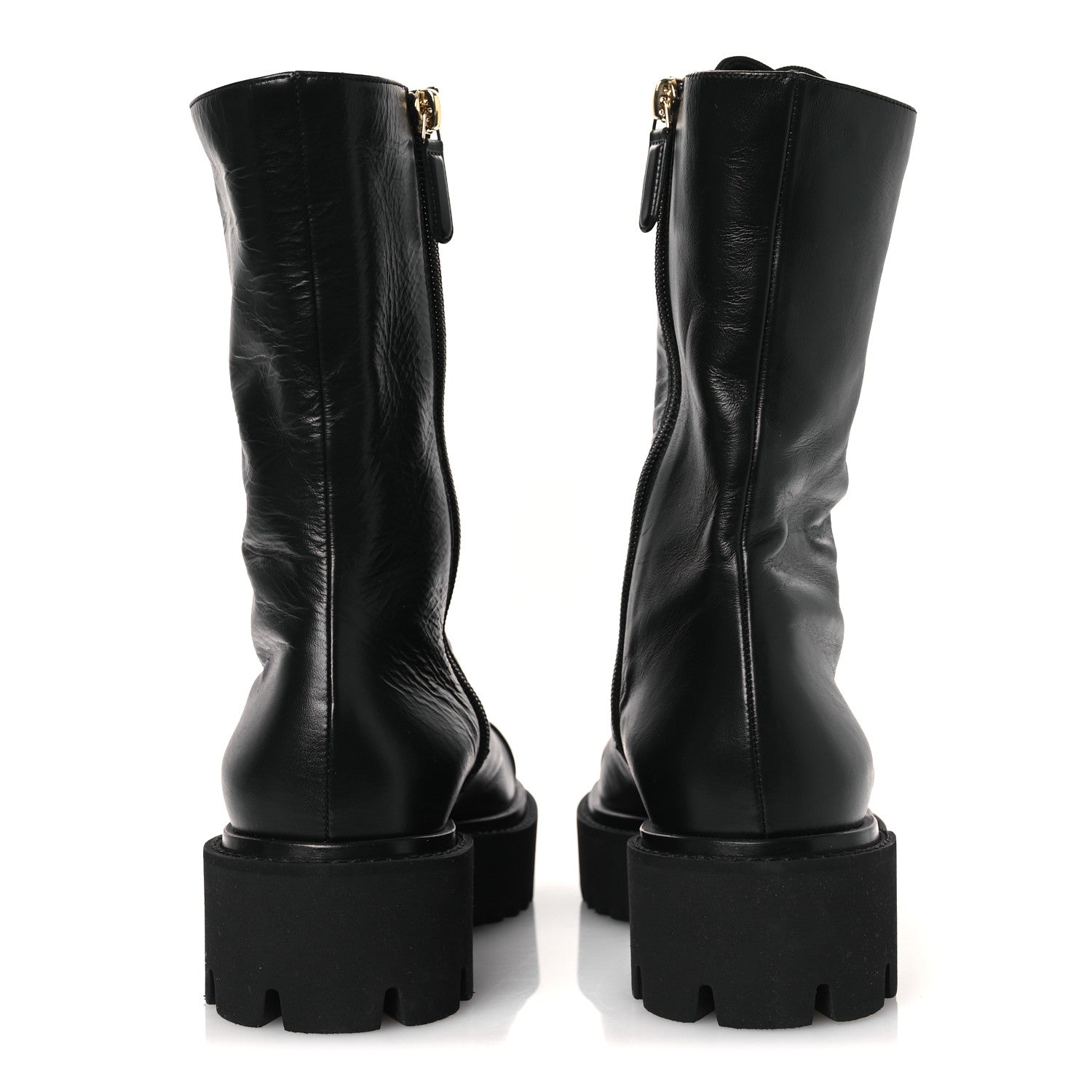 Chanel Crumpled Calfskin Patent Cap Toe Lace Up Combat Boots 39.5 Black 6 of 11