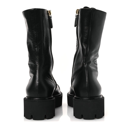 Chanel Crumpled Calfskin Patent Cap Toe Lace Up Combat Boots 39.5 Black 6 of 11