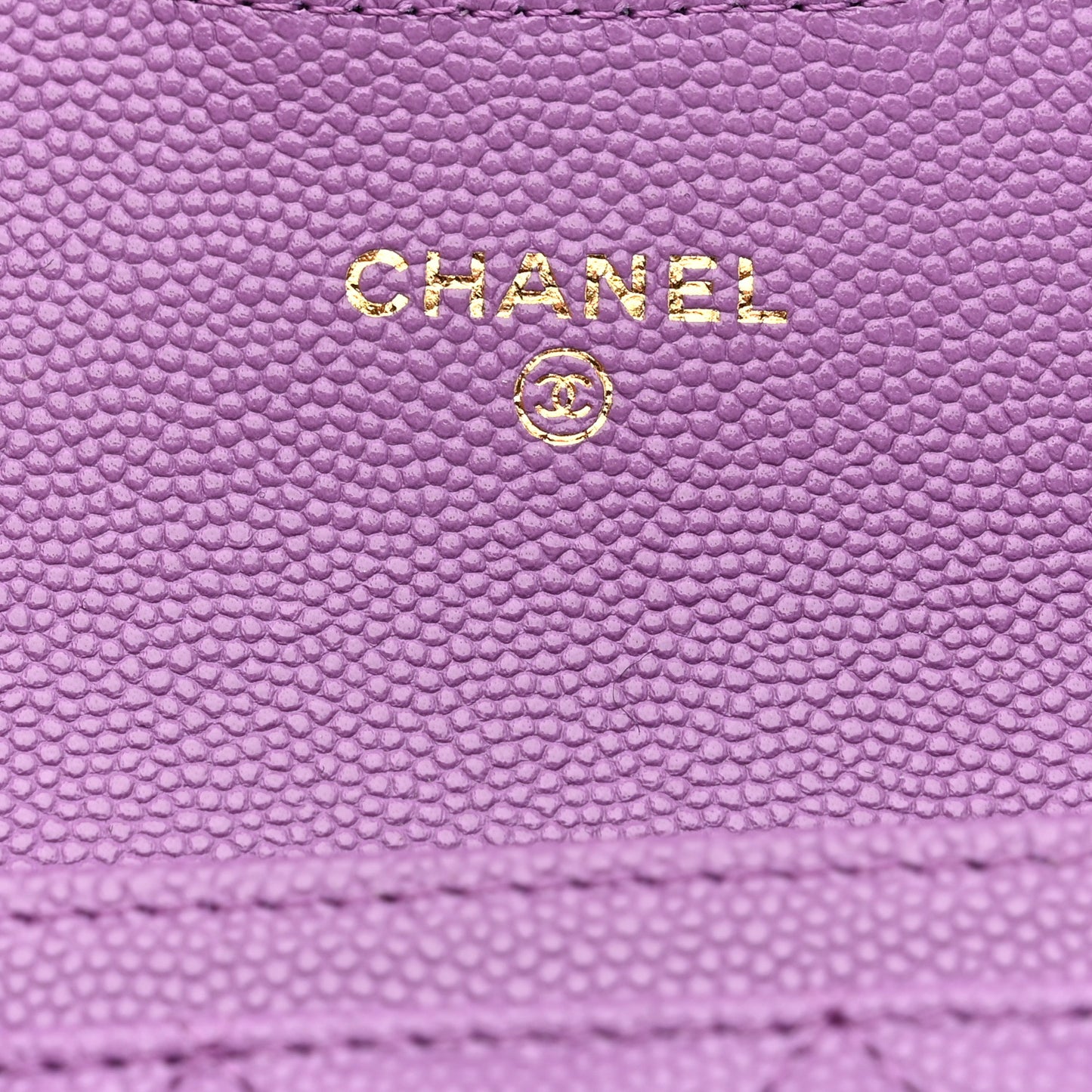 Caviar Quilted Flap Card Holder Wallet Purple
