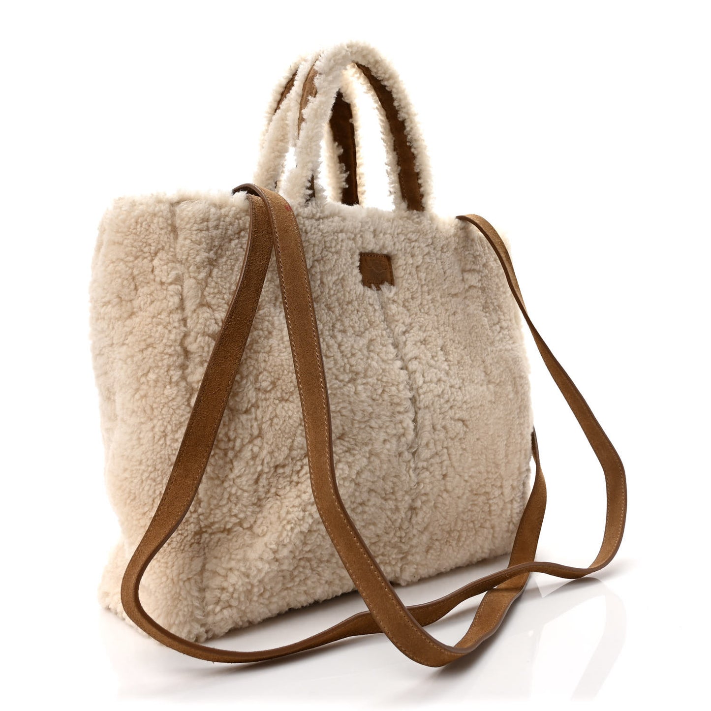 X UGG Suede Shearling Medium Shopping Bag Natural