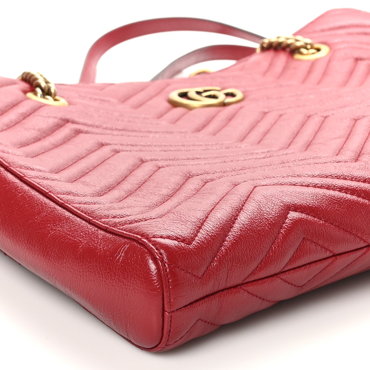 Gucci Azalea Calfskin Matelasse Medium GG Marmont Slim Tote Romantic Cerise 9 of 10