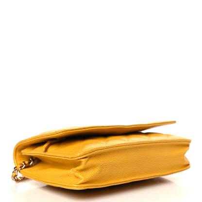 Chanel Caviar Quilted Wallet on Chain WOC Yellow 4 of 11