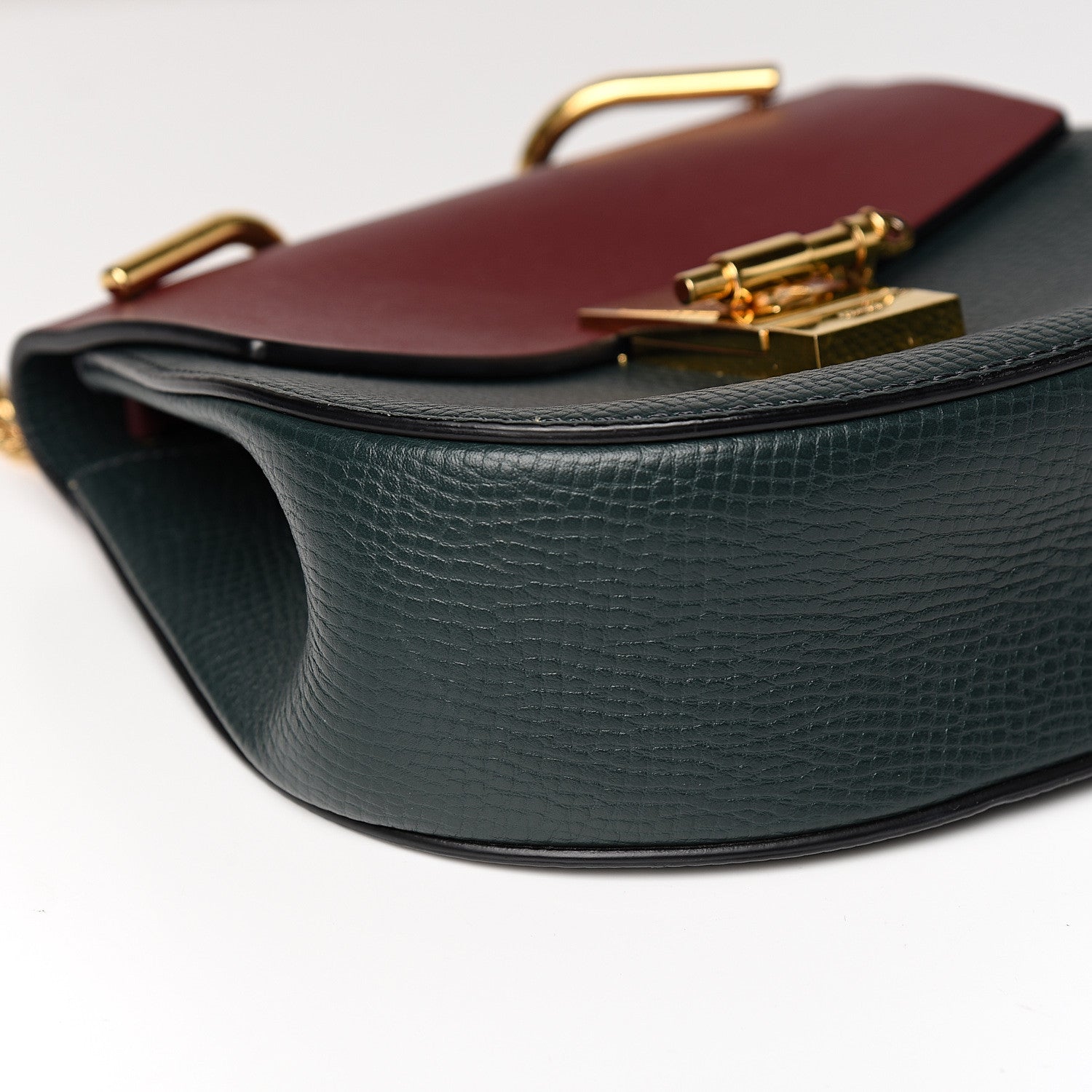 Chloe Grained Calfskin Lambskin Bi-Color Drew Shoulder Bag Plum Purple Green 7 of 9