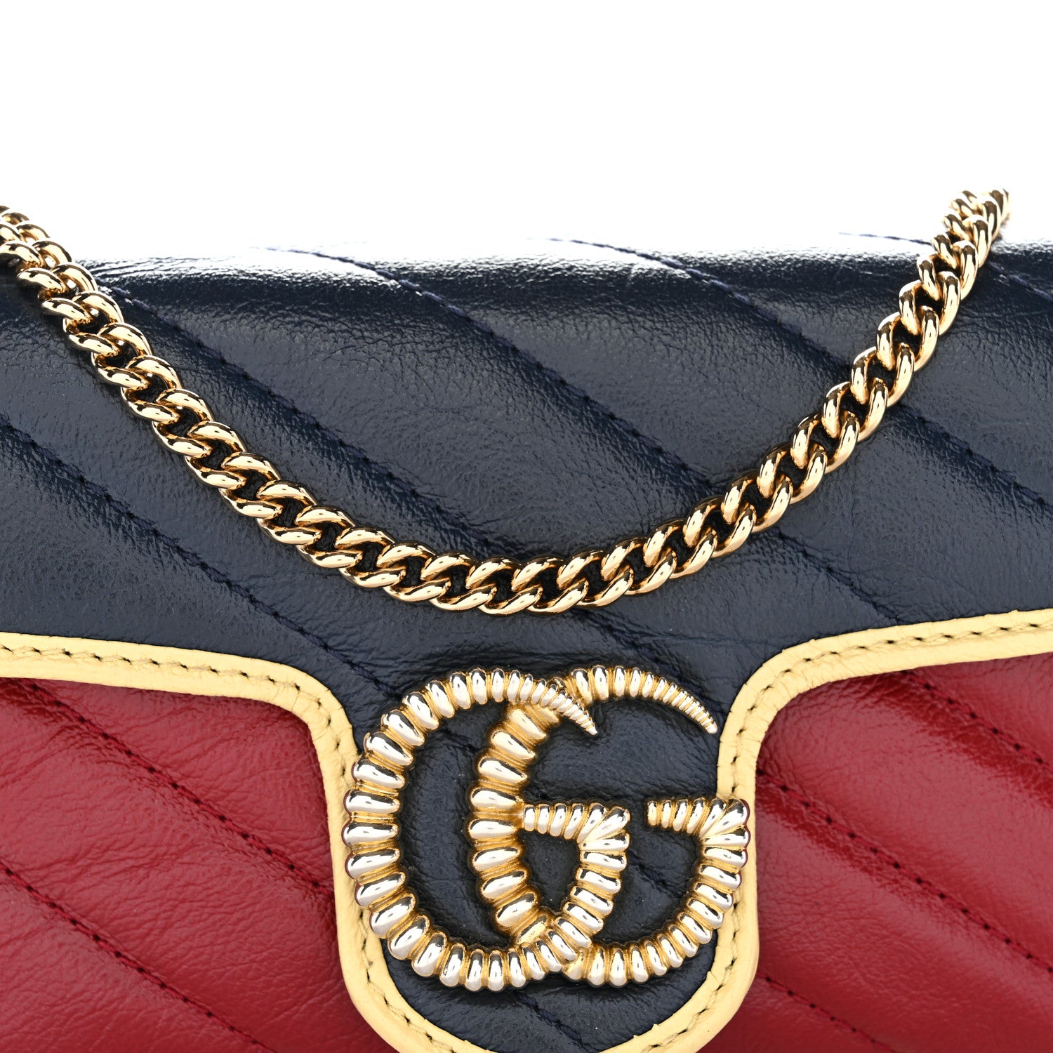 Gucci Vintage Effect Calfskin Matelasse Super Mini Torchon GG Marmont Shoulder Bag Black Beige 8 of 10