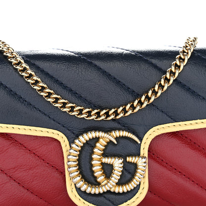 Gucci Vintage Effect Calfskin Matelasse Super Mini Torchon GG Marmont Shoulder Bag Black Beige 8 of 10