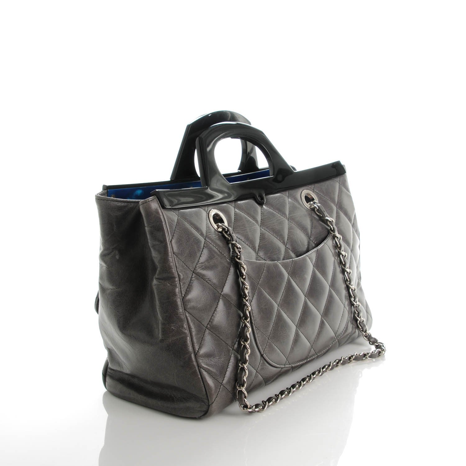 Chanel Glazed Calfskin Quilted Small CC Delivery Tote Grey 3 of 8
