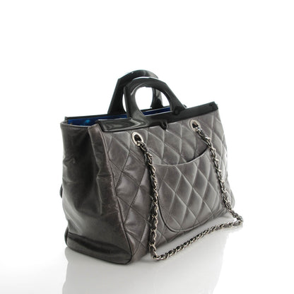 Chanel Glazed Calfskin Quilted Small CC Delivery Tote Grey 3 of 8