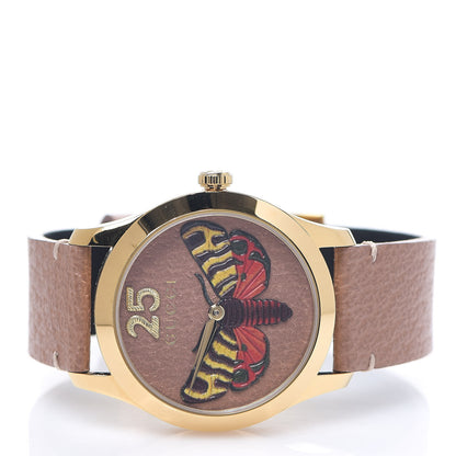Gucci Stainless Steel Calfskin 38mm G-Timeless Moth Quartz Watch Brown 2 of 6