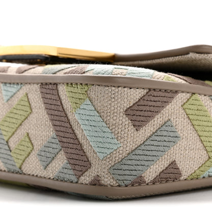 Fendi Canvas Vitello King Seta FF Embroidered Mini Baguette Matcha Milk Dove 10 of 12