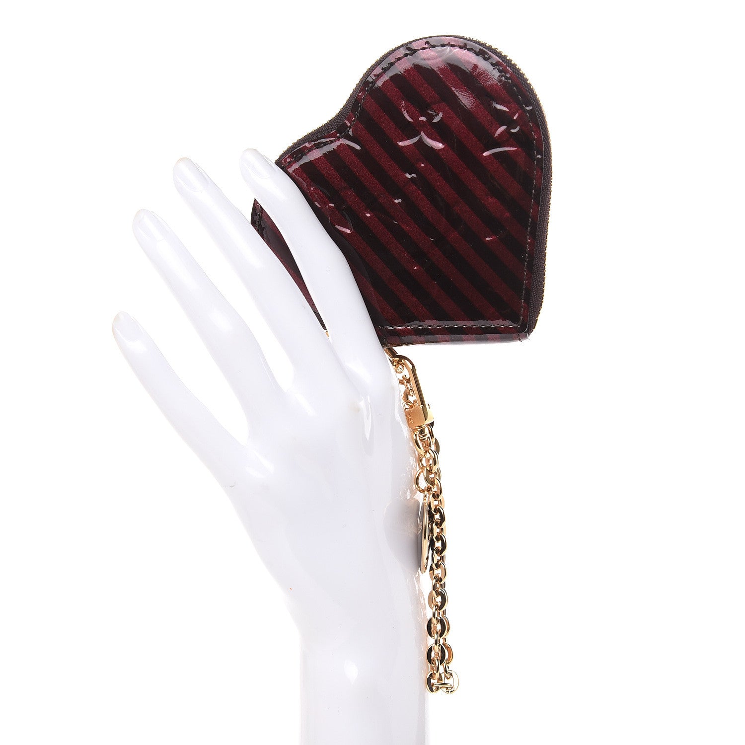 Louis Vuitton Vernis Rayures Coeur Heart Coin Purse Amarante 2 of 7