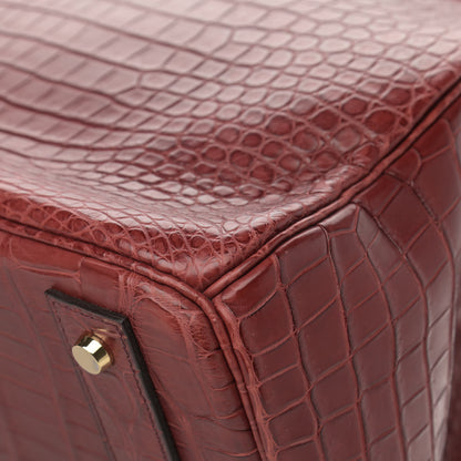 Hermes Matte Porosus Crocodile HAC Birkin 40 Bourgogne 9 of 17