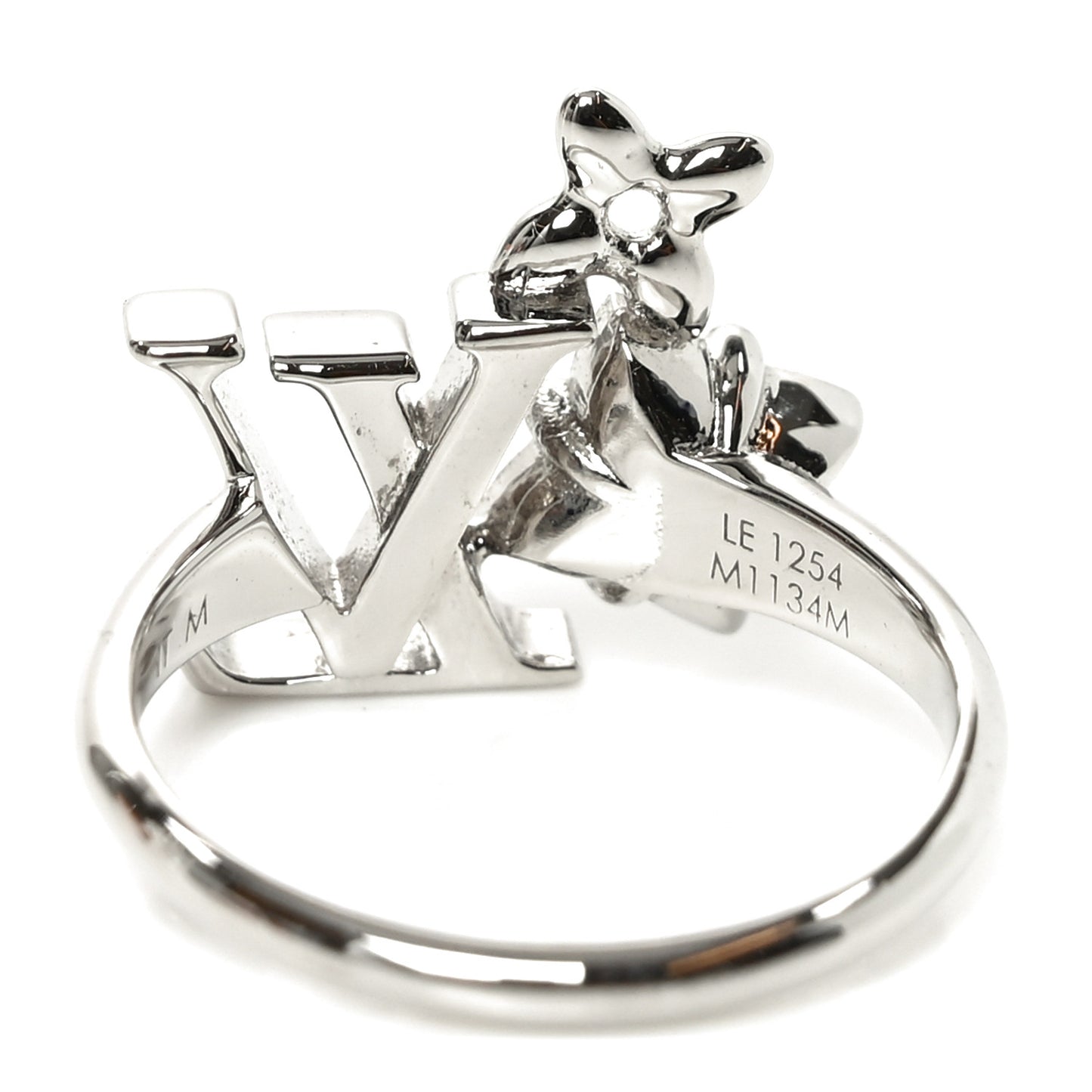 Metal Crystal Loulougram Ring M Silver