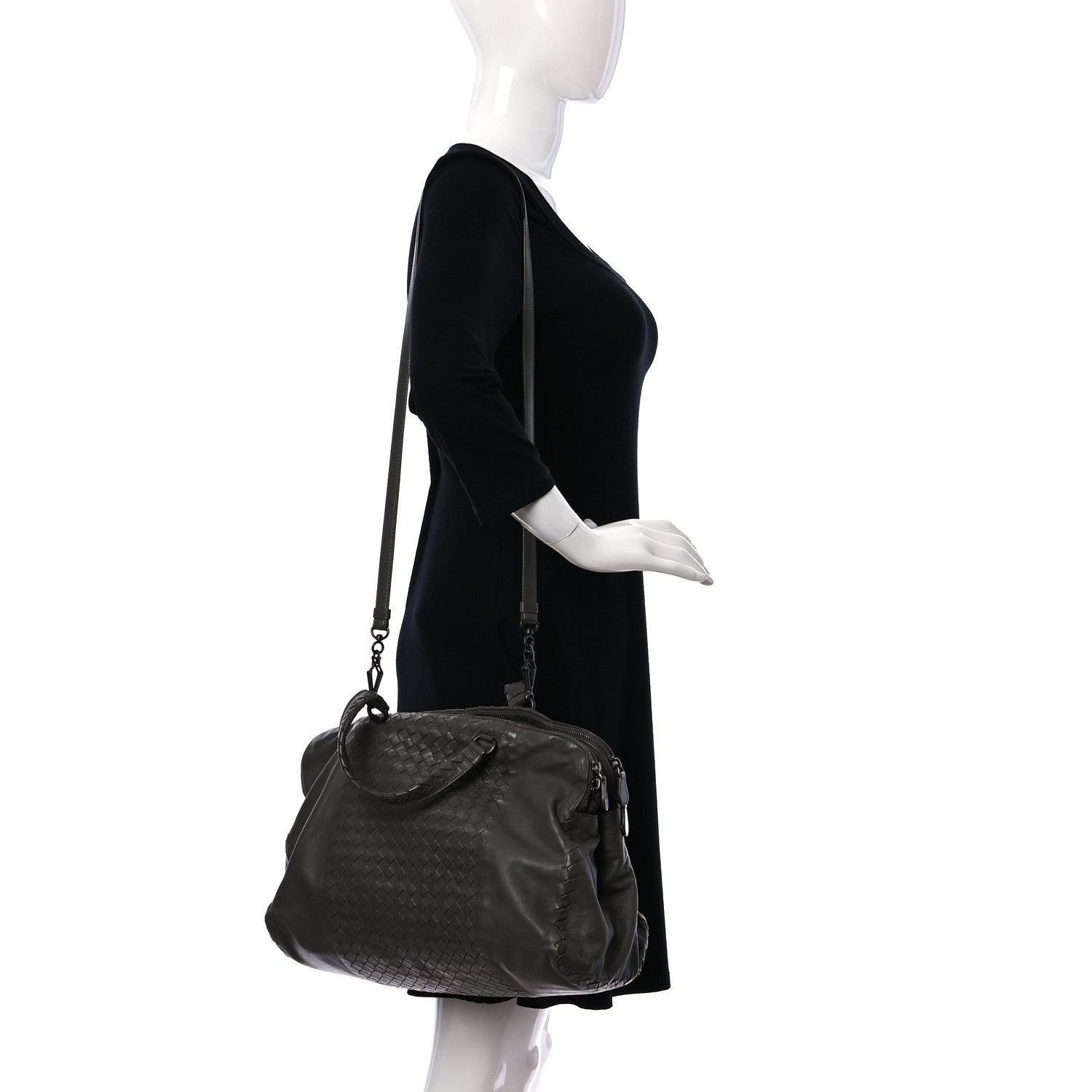 Bottega Veneta Calfskin Intrecciato Large Leggero Tote Kaki Fondente 2 of 43