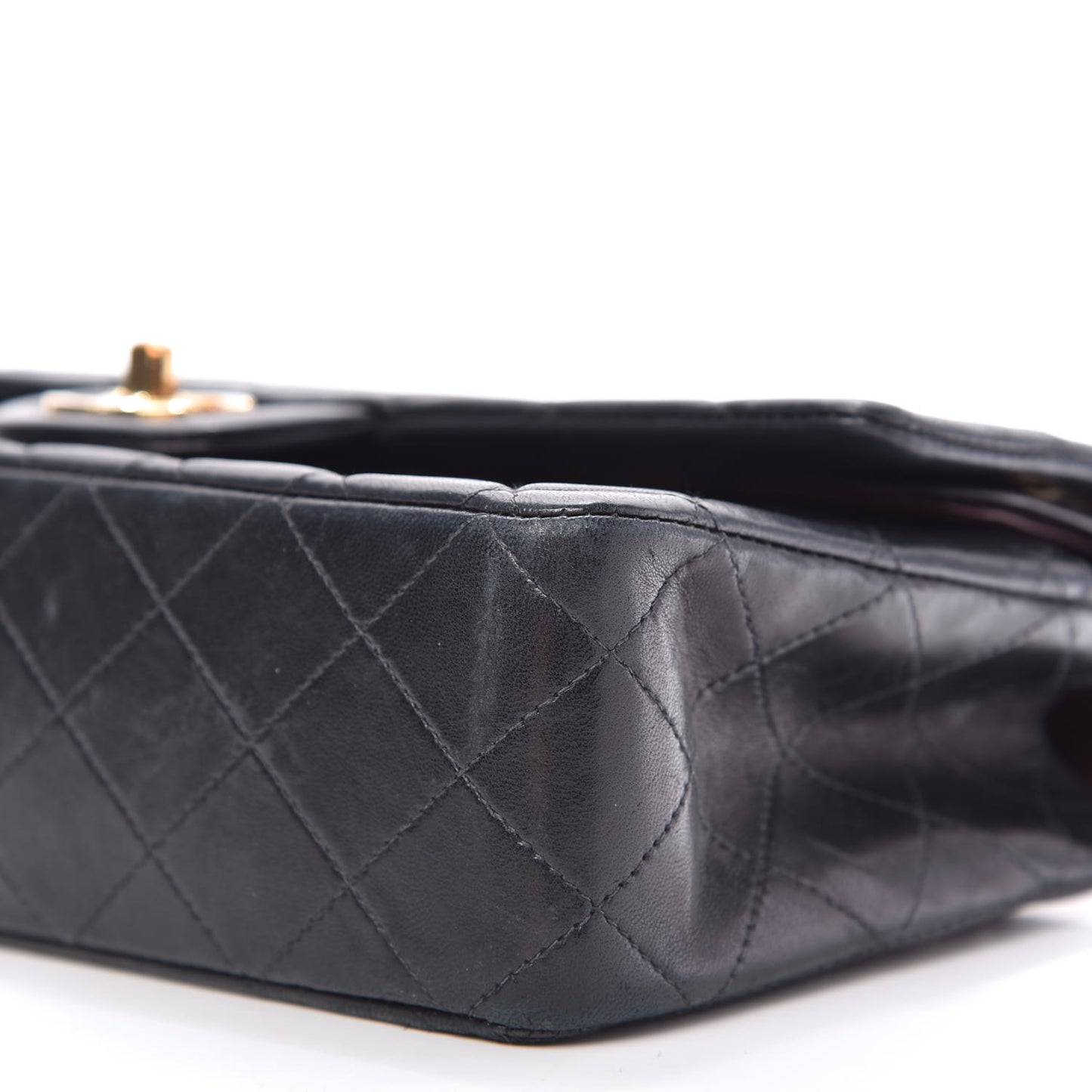 Lambskin Quilted Medium Double Flap Navy