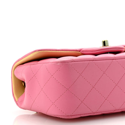 Chanel Lambskin Quilted Mini Rectangular Flap Pink Yellow 9 of 11