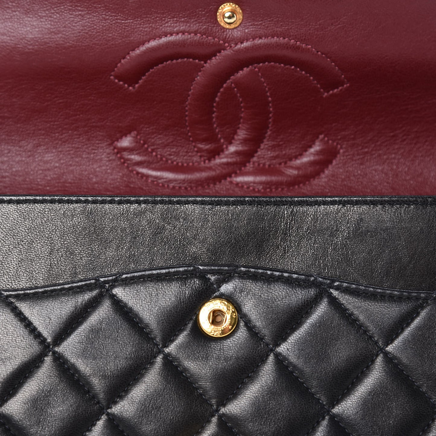 Lambskin Quilted Medium Double Flap Black