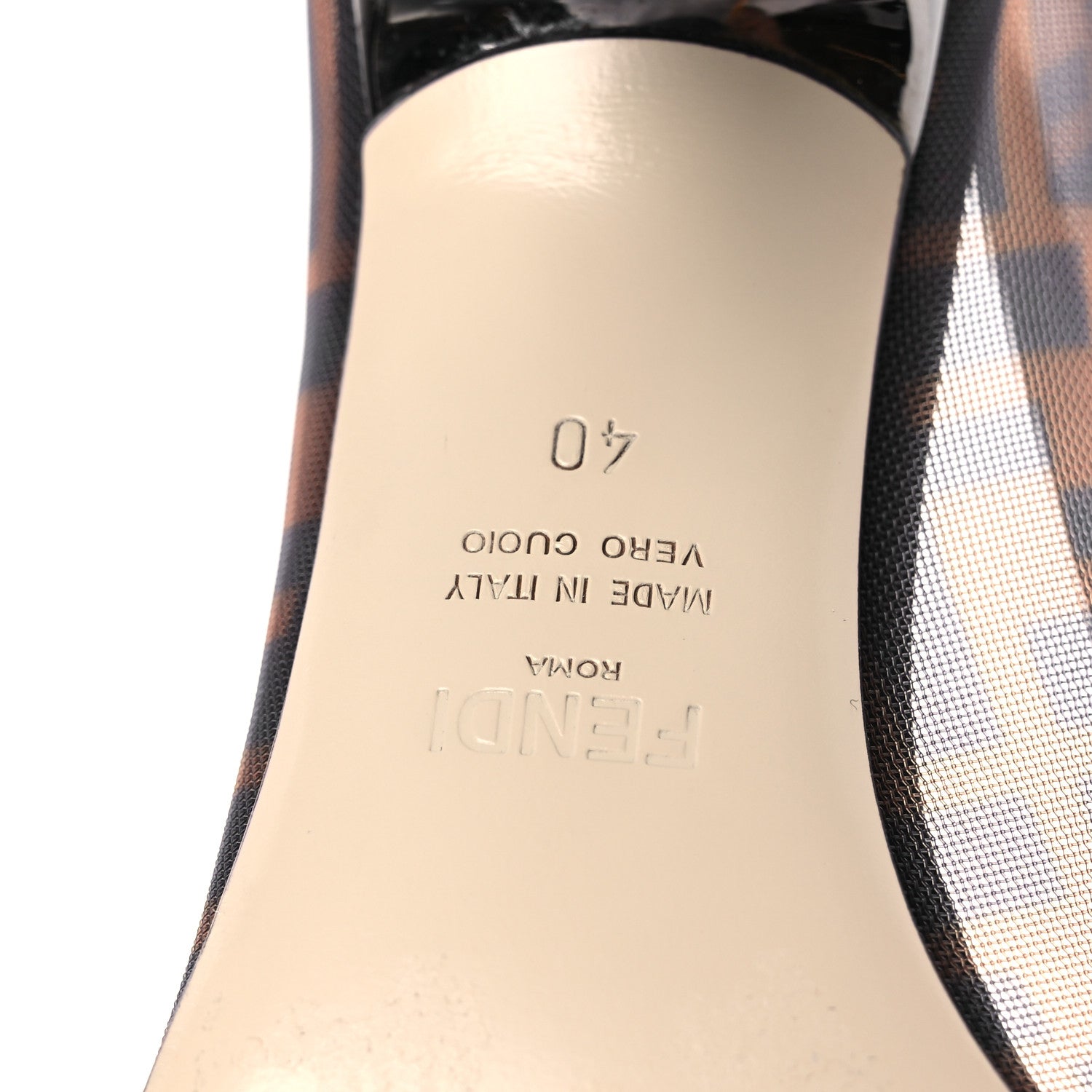 Fendi Technical Mesh Vitello Gommato FF Colibri 85mm Pumps 40 Tobacco Moro Black 8 of 10