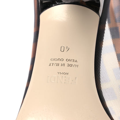 Fendi Technical Mesh Vitello Gommato FF Colibri 85mm Pumps 40 Tobacco Moro Black 8 of 10