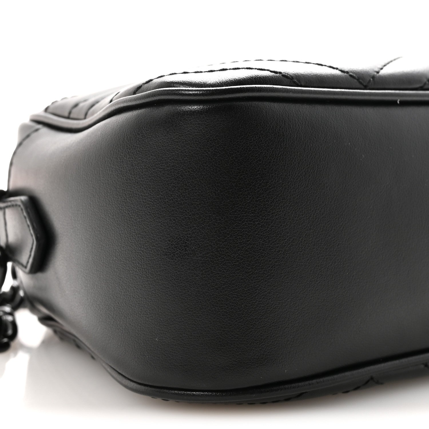 Gucci Calfskin Matelasse Monochrome Small GG Marmont Chain Shoulder Bag Black 8 of 9