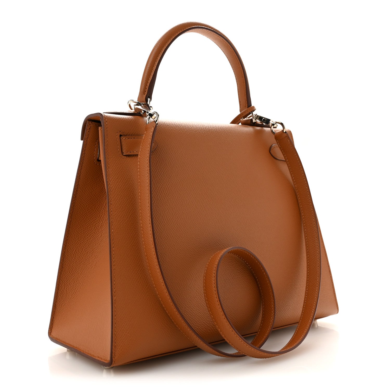 Hermes Epsom Chevre Mysore Sombrero Kellygraphie Lettre H Kelly Sellier 28 Capucine Gold Rouge H 3 of 11