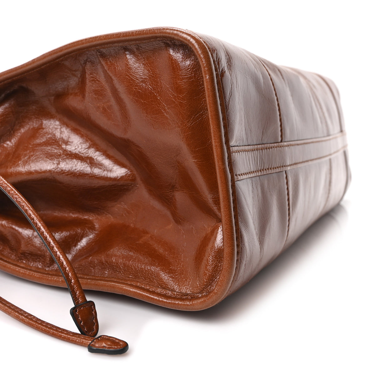 Glossy Calfskin Triangle Large Bonnie Shoulder Bag Palissandro