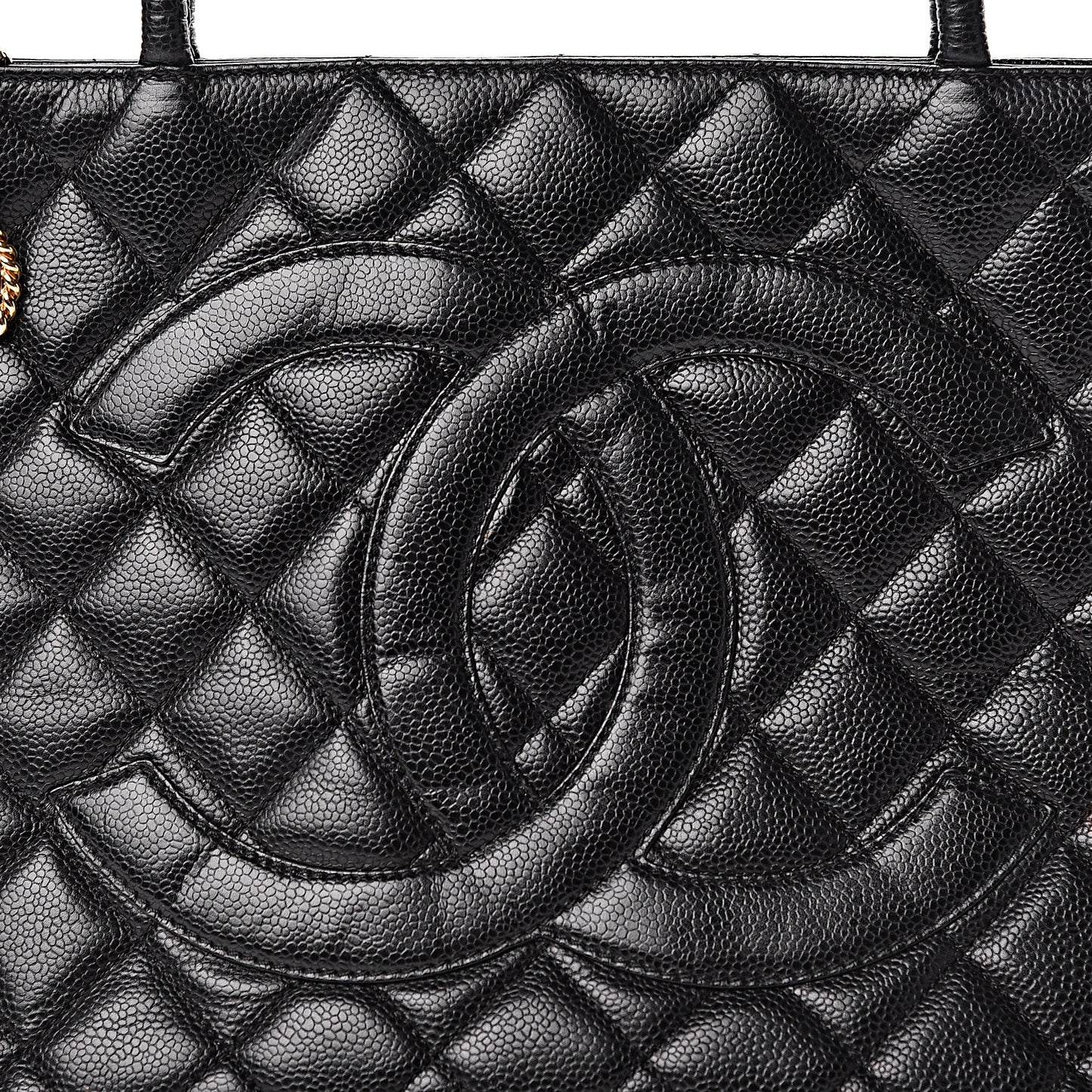 Caviar Quilted Medallion Tote Black