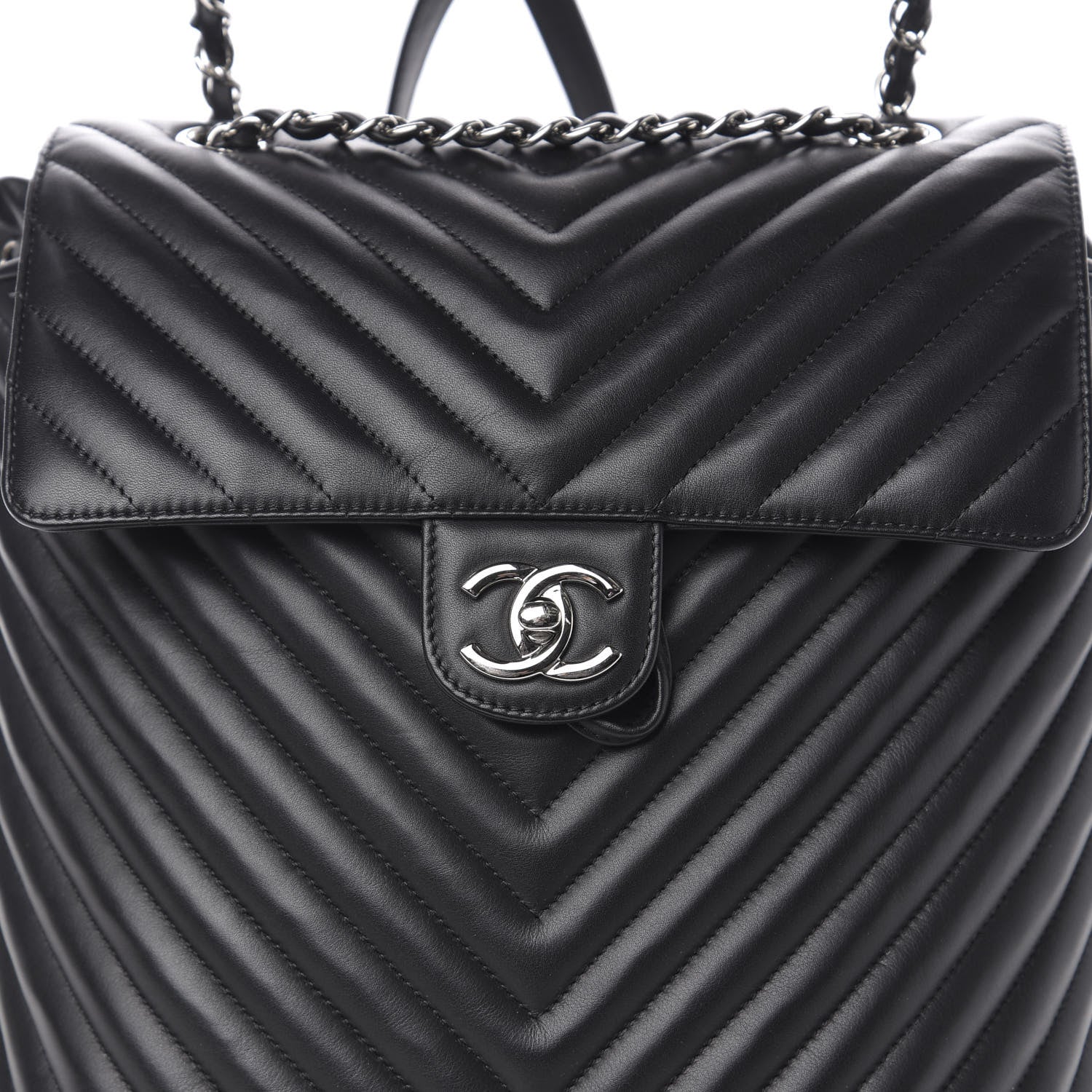 Chanel Calfskin Chevron Quilted Large Urban Spirit Backpack Black 9 of 9