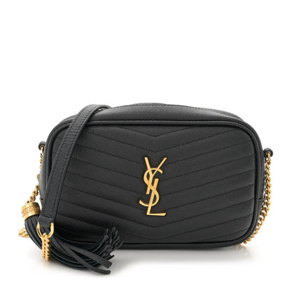 Saint Laurent Grain De Poudre Matelasse Monogram Mini Lou Camera Bag Black 1 of 10