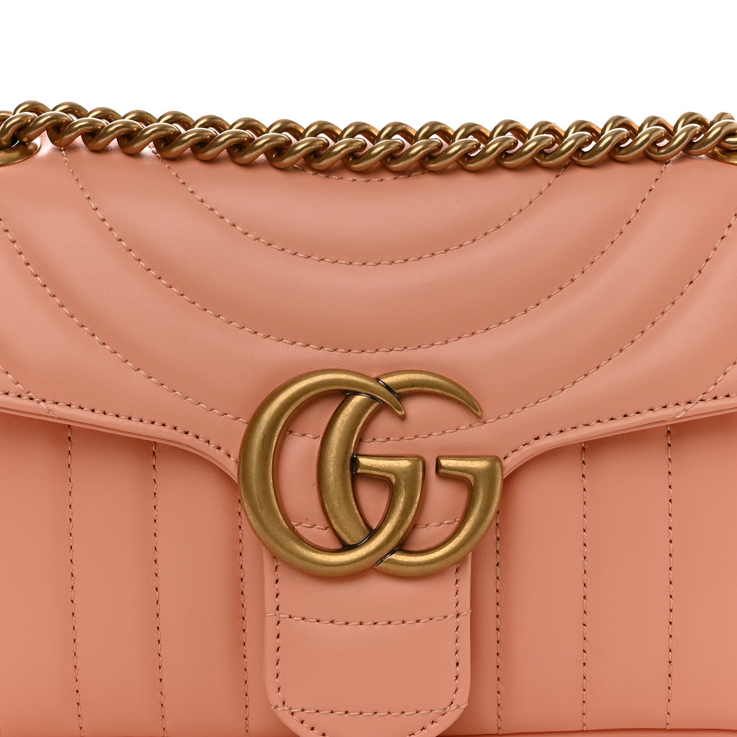 Gucci Calfskin Vertical Ring Matelasse Small GG Marmont Shoulder Bag Peachy Chic 8 of 11