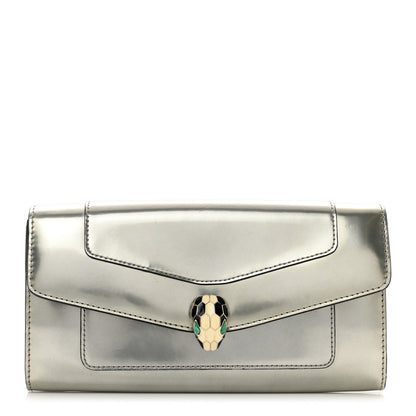 Bulgari Metallic Calfskin Serpenti Forever Wallet Silver 1 of 10