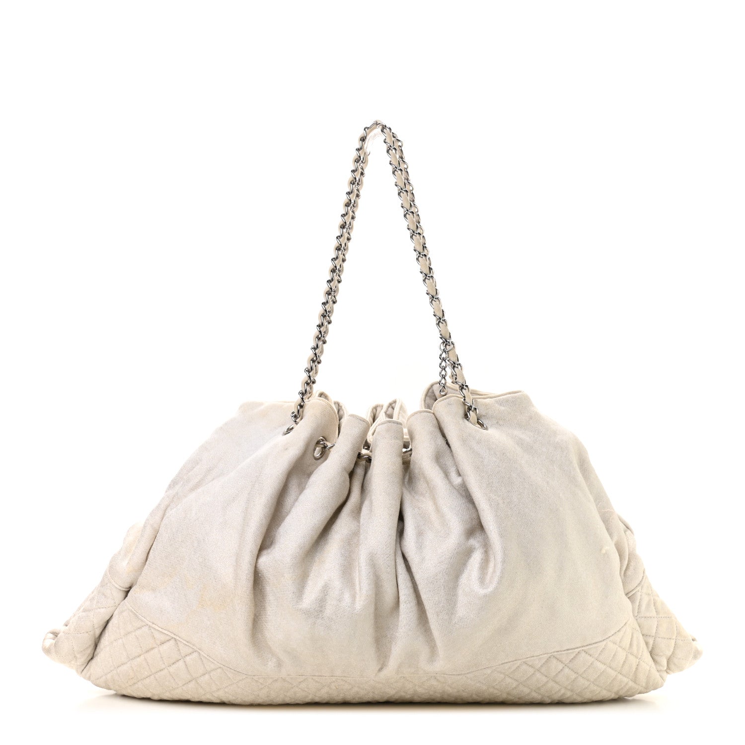 Chanel Metallic Jersey Quilted Melrose Cabas Light Beige 1 of 9