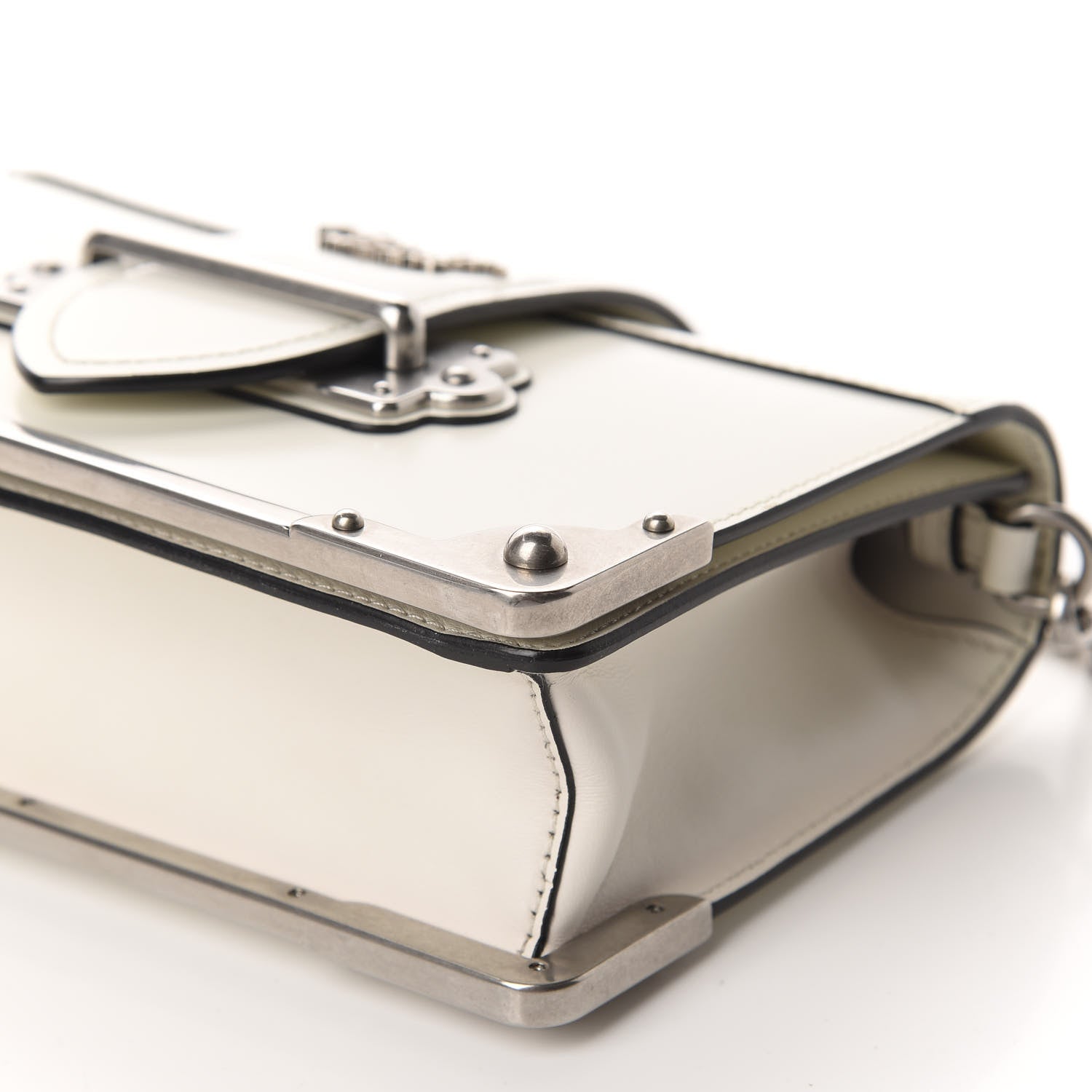Prada City Calfskin Cahier Chain Wristlet Clutch White 7 of 9