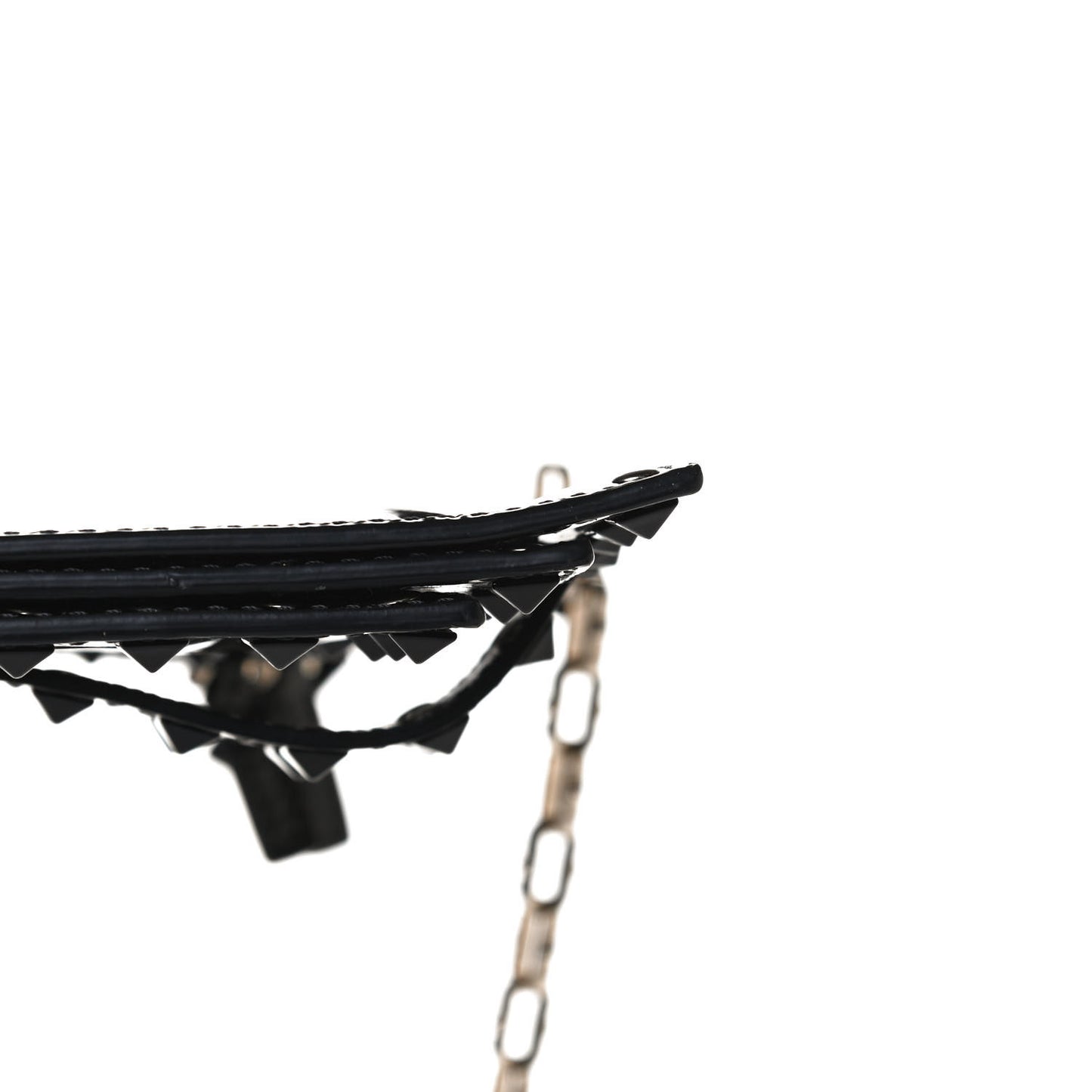 Patent Calfskin Rockstud Crossbody Pouch Bag Black