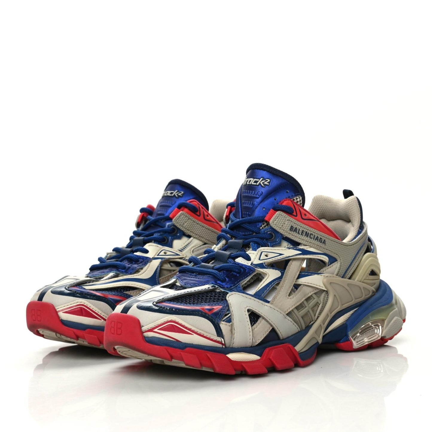 Rubber Mesh Bi-Color Womens Track.2 Open Sneakers 39 Beige Blue Red