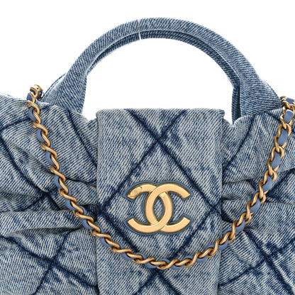 Chanel Washed Denim Quilted Mini Bow Bag Blue 8 of 10