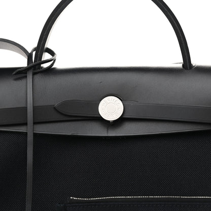 Hermes Military Toile Vache Hunter Herbag Zip Retourne 31 PM Black 9 of 12
