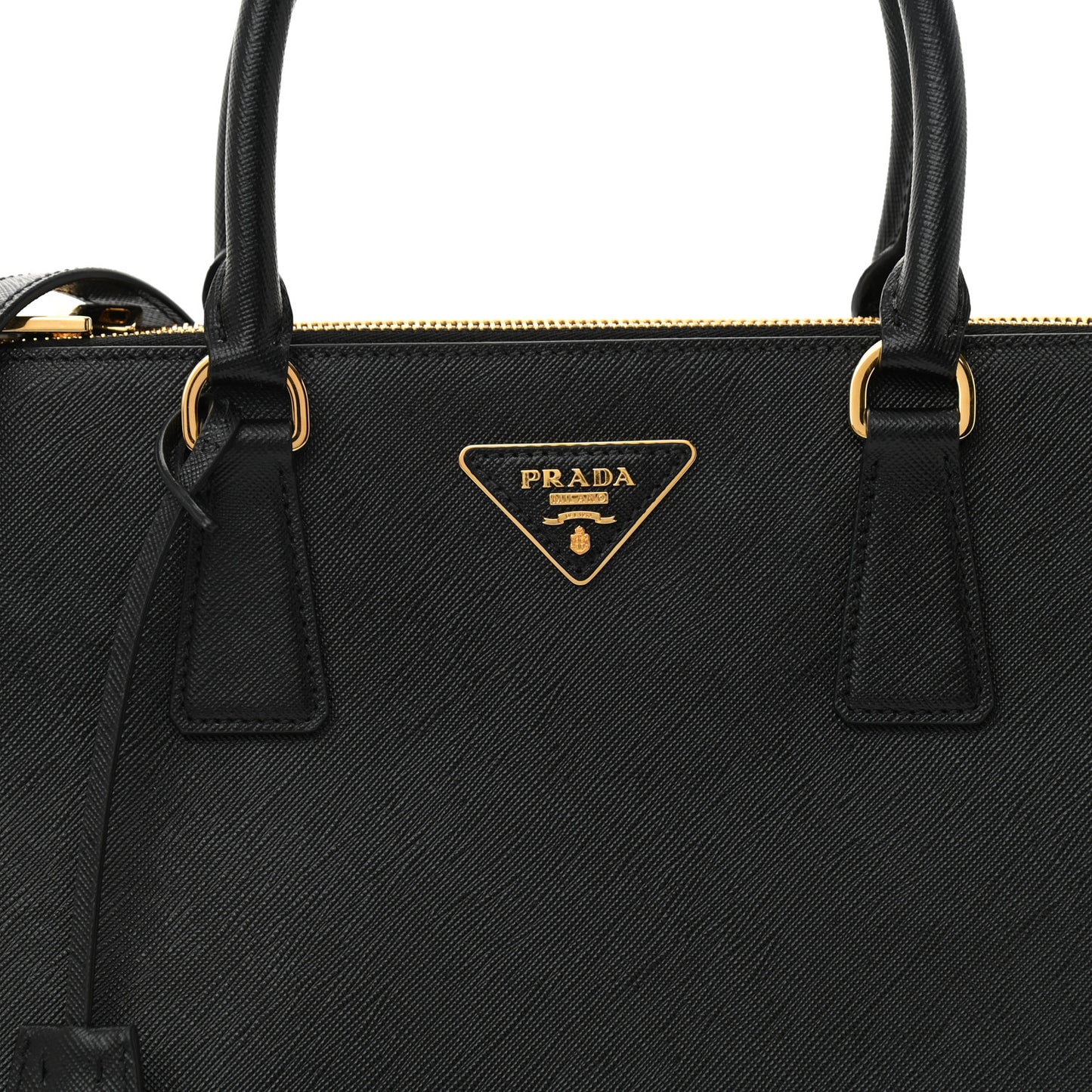 Saffiano Medium Galleria Double Zip Tote Black