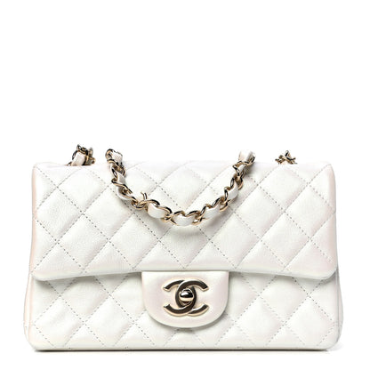 Chanel Iridescent Calfskin Quilted Mini Rectangular Flap White 1 of 4