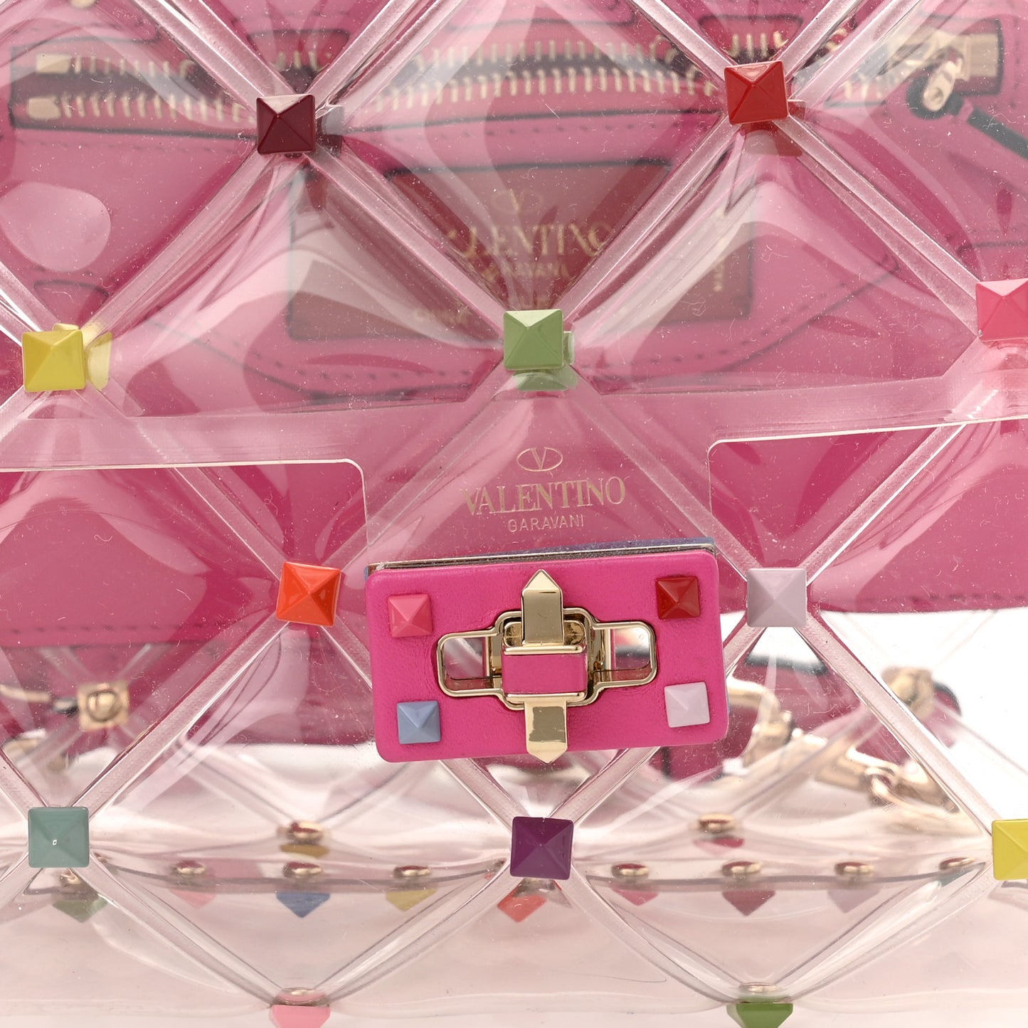 PVC Medium Candystud Top Handle Bag Multicolor