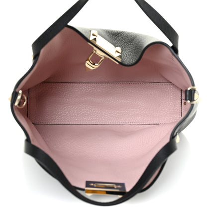 Valentino Garavani Grained Calfskin Small Rockstud Flip Lock Tote Black Rose Quartz 5 of 13