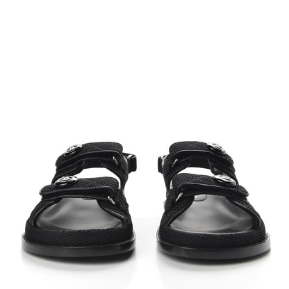 Chanel Mesh Velcro Dad Sandals 38.5 Black 2 of 10