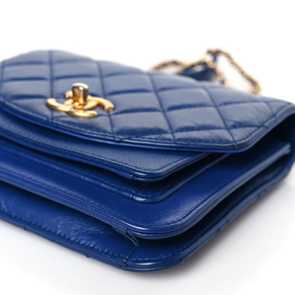 Chanel Calfskin Caviar Quilted Mini Chain Handle Flap Blue 9 of 11