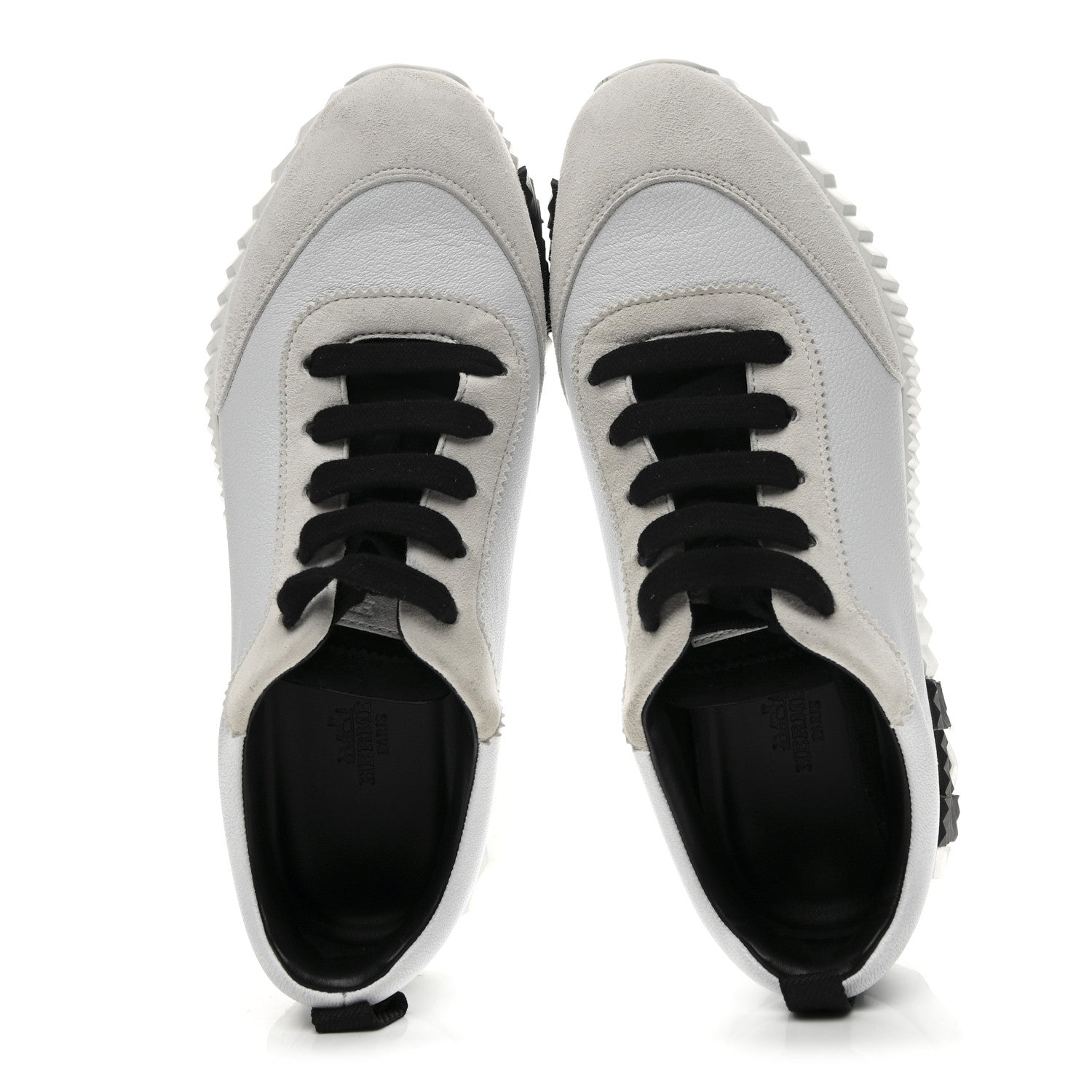 Hermes Sport Goatskin Suede Goatskin Bouncing Sneakers 37 White Black 2 of 9