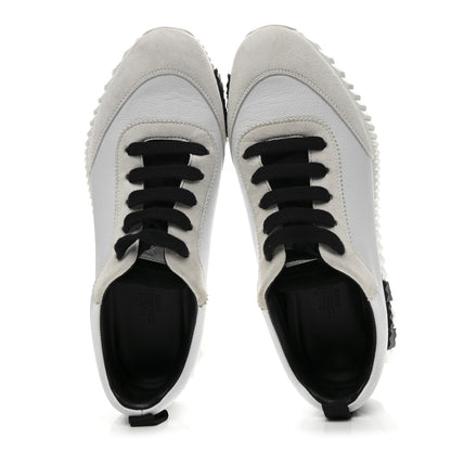 Hermes Sport Goatskin Suede Goatskin Bouncing Sneakers 37 White Black 2 of 9