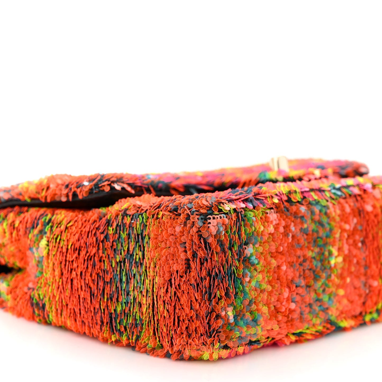 Sequin Logo Single Flap Orange Turquoise Pink