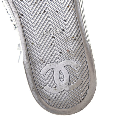 Chanel Laminated Lambskin Sneakers 39.5 Silver 6 of 10